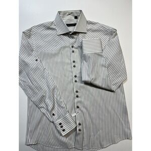 Bogosse Men's Stripes Button Up Casual‎ Long Sleeve Shirt Size 4